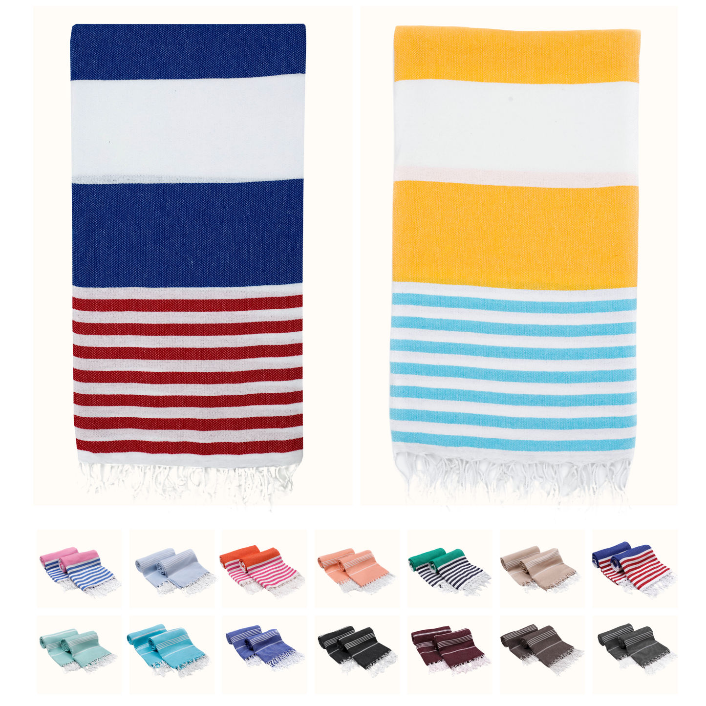 PARK & OZ Pack of 2 - Turkish Beach Towels – Oversized 100% Cotton Quick-Dry & Sand-Free Towels 72"x40"