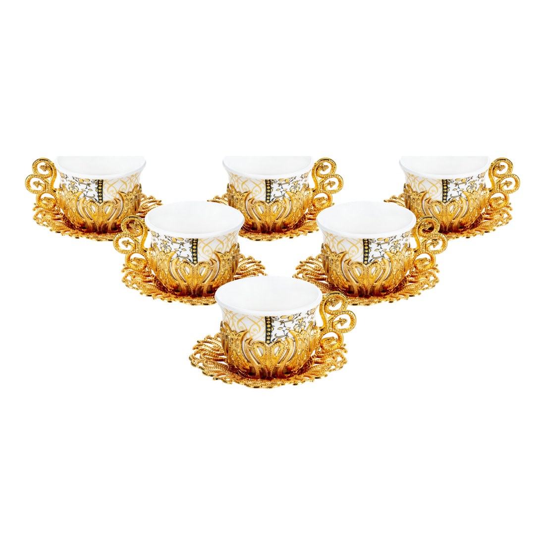 6-Person Coffee Presentation Set Tulip - Pattern 6 - Gold Tone - Acar catalog image