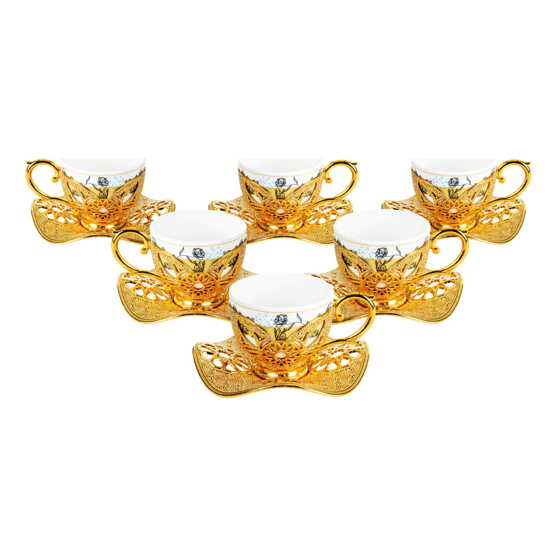 6-Person Presentation Set - Busra Pattern 4 - Gold Tone - Acar catalog image