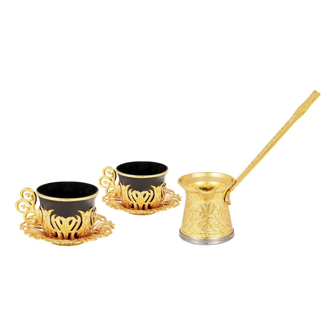 2-Person Presentation Set - Tulip + Coffee Pot - Black - Gold Tone - Acar catalog image