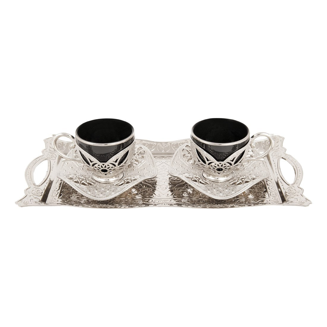 2-Person Presentation Set With Tray - Busra - Black - White - Acar catalog image