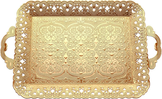 Ottoman-Style Zamak Serving Tray – 42 × 28 cm