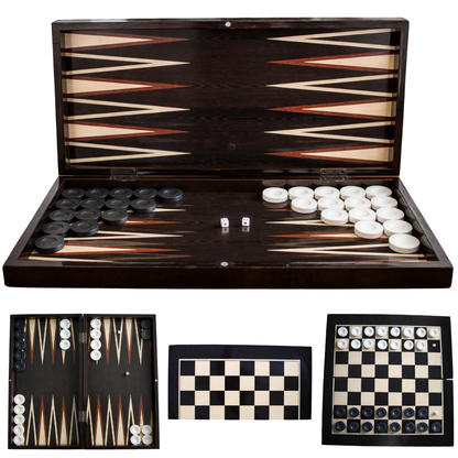 Turkish Backgammon & Checkers Set – Dark Wenge, 19 in