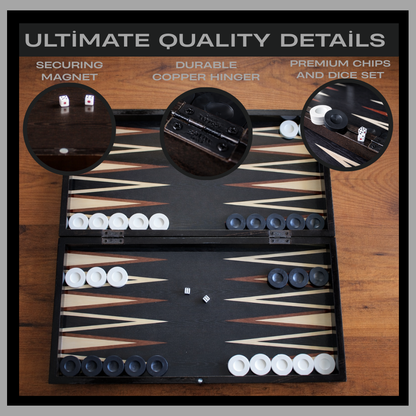 Turkish Backgammon & Checkers Set – Dark Wenge, 19 in