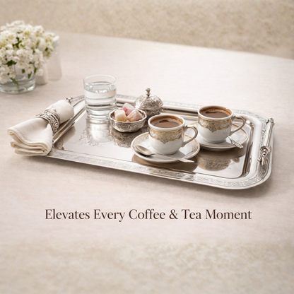 Stackable Stainless Steel Serving Trays – Set of 2, 14.5 × 9.8 in