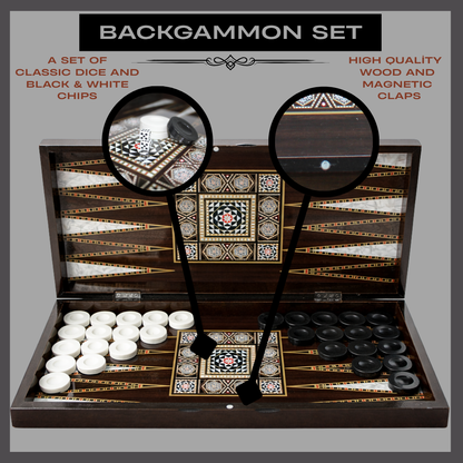 Turkish Backgammon & Checkers Set – Pearl, 19 in