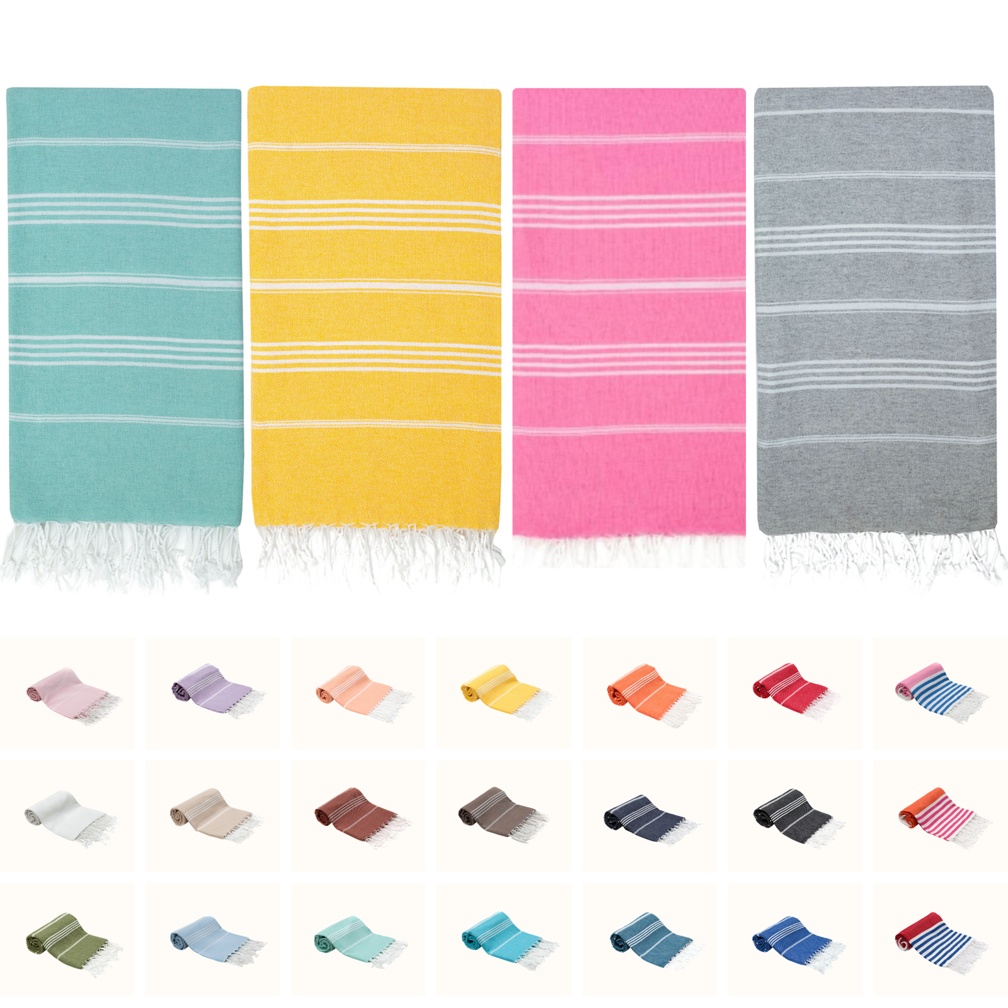 PARK & OZ Pack of 4 - Turkish Beach Towels – Oversized 100% Cotton Quick-Dry & Sand-Free Blanket 72" x 40"