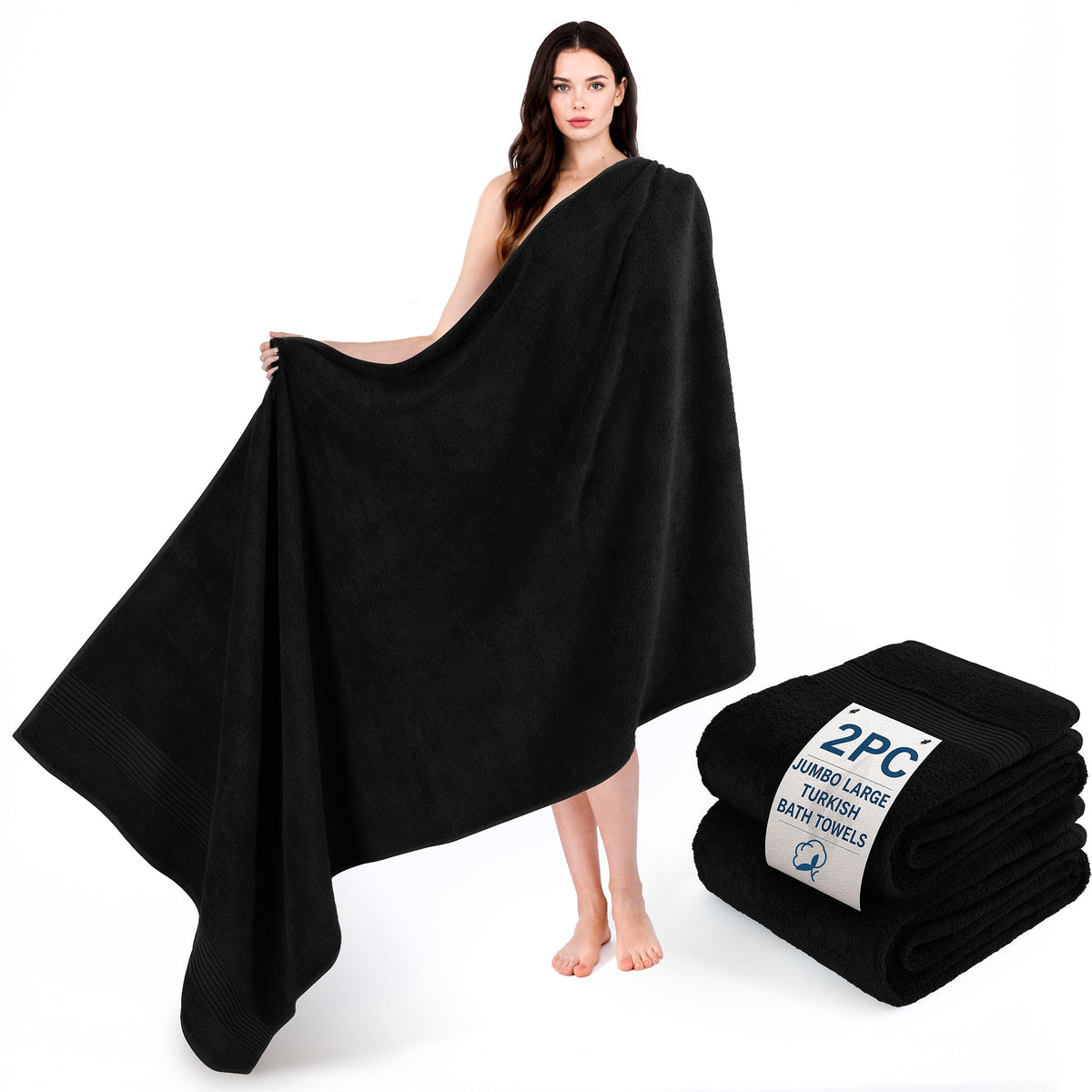 American Soft Linen Bekos 35x70 Inch Jumbo Bath Sheet Set of 2, Wholesale 100% Cotton Turkish Towel Set