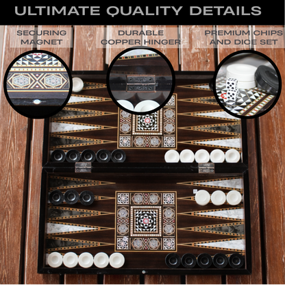 Turkish Backgammon & Checkers Set – Pearl, 19 in