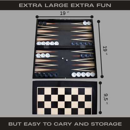 Turkish Backgammon & Checkers Set – Dark Wenge, 19 in