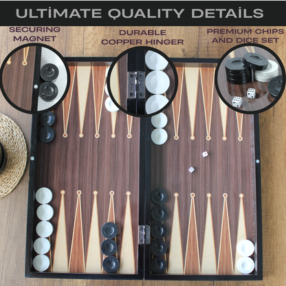 Turkish Backgammon & Checkers Set – Walnut, 19 in