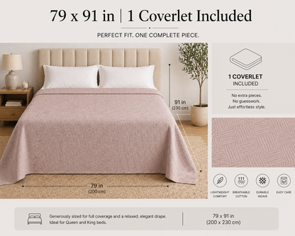 Turkish Cotton Coverlet – White, 79 × 91 in