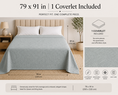 Turkish Cotton Coverlet – White, 79 × 91 in