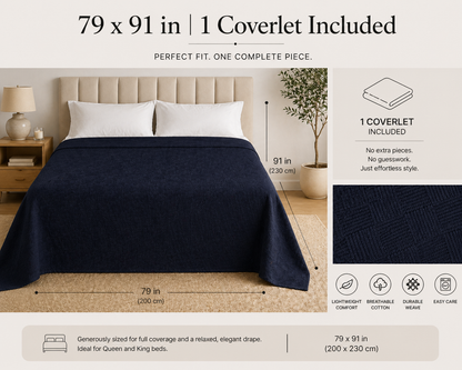 Turkish Cotton Coverlet – White, 79 × 91 in
