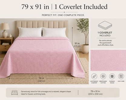 Turkish Cotton Coverlet – White, 79 × 91 in
