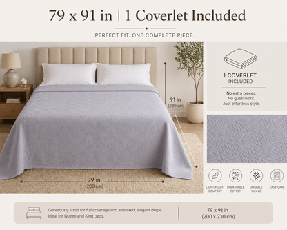Turkish Cotton Coverlet – White, 79 × 91 in