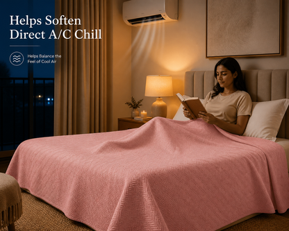 Turkish Cotton Coverlet – Soft Salmon, 79 × 91 in