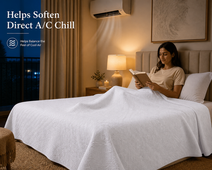 Turkish Cotton Coverlet – White, 79 × 91 in