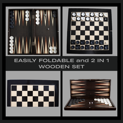 Turkish Backgammon & Checkers Set – Dark Wenge, 19 in