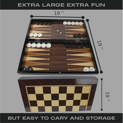 Turkish Backgammon & Checkers Set – Walnut, 19 in
