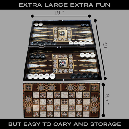 Turkish Backgammon & Checkers Set – Pearl, 19 in