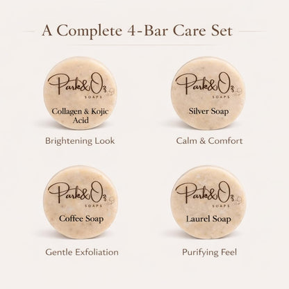 PARK & OZ Turkish Cleansing Bar Collection – Collagen, Coffee, Laurel & Silver Water
