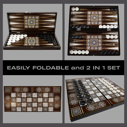Turkish Backgammon & Checkers Set – Pearl, 19 in
