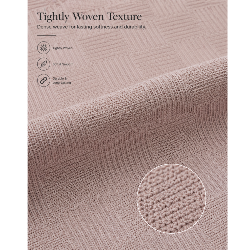 PARK & OZ Turkish Cotton Coverlet, 79 x 91 Inches, Checkerboard Textured Bedspread, Breathable Tightly Woven Bedding Layer, Made in Turkey (BEIGE)