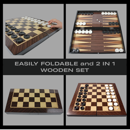 Turkish Backgammon & Checkers Set – Walnut, 19 in