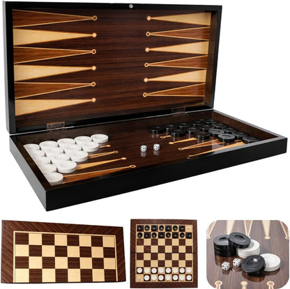 Turkish Backgammon & Checkers Set – Walnut, 19 in
