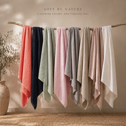 Turkish Cotton Coverlet – Soft Salmon, 79 × 91 in