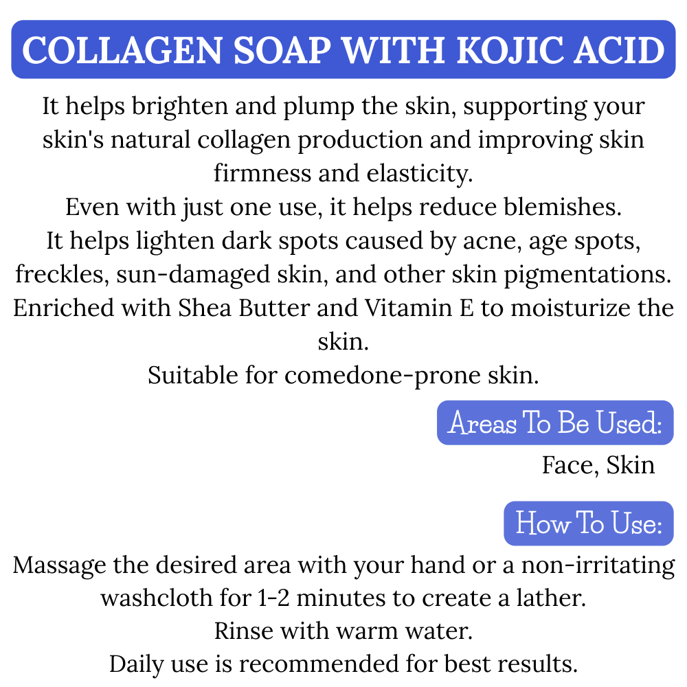 PARK & OZ Pack of 2 Collagen Anti-Aging Brightening Soap for Face & Body – With Collagen, Hyaluronic Acid & Kojic Acid – Reduces Wrinkles & Evens Skin Tone