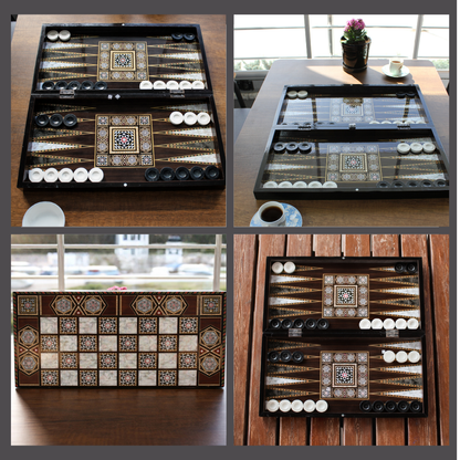 Turkish Backgammon & Checkers Set – Pearl, 19 in