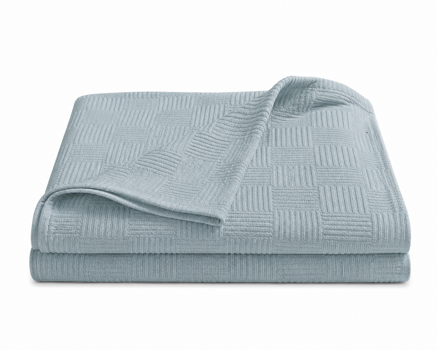 PARK & OZ Turkish Cotton Coverlet, 79 x 91 Inches, Checkerboard Textured Bedspread, Breathable Tightly Woven Bedding Layer, Made in Turkey (BEIGE)