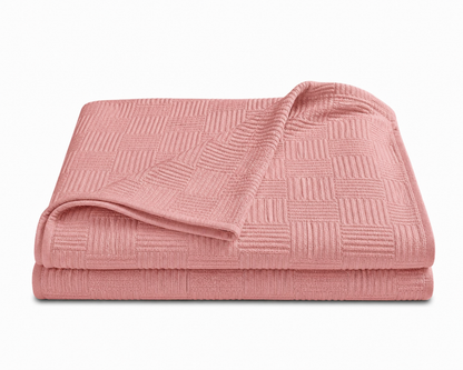Turkish Cotton Coverlet – Soft Salmon, 79 × 91 in