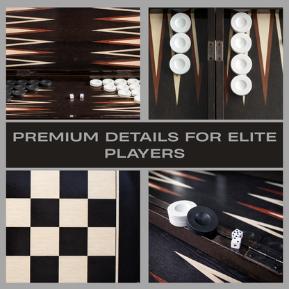 Turkish Backgammon & Checkers Set – Dark Wenge, 19 in