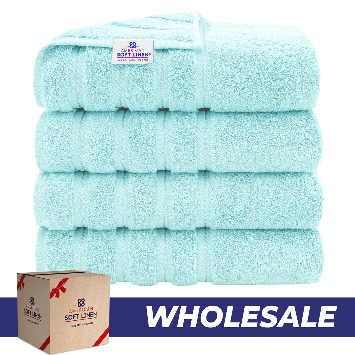 4 Piece 100% Cotton Turkish Bath Towels - 8 Set Case Pack