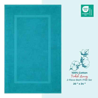 American Soft Linen Bekos 100% Cotton Bath Mat Set, 2 Piece 20x34 inches Wholesale Bath Rugs for Bathroom