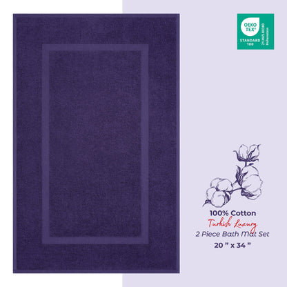 American Soft Linen Bekos 100% Cotton Bath Mat Set, 2 Piece 20x34 inches Wholesale Bath Rugs for Bathroom