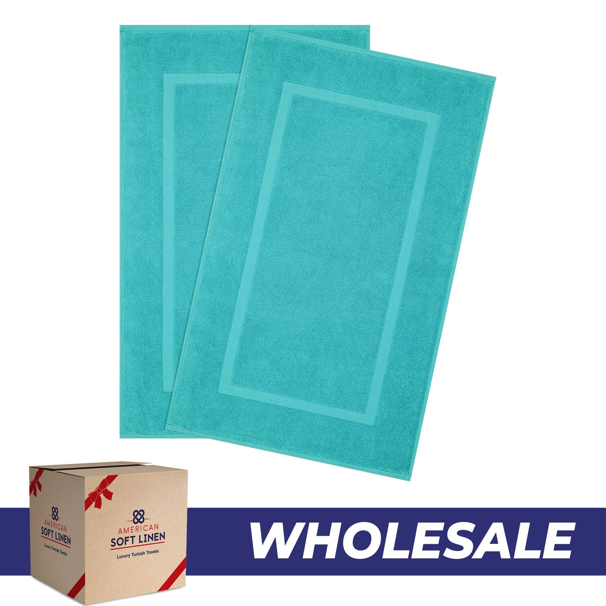 American Soft Linen Bekos 100% Cotton Bath Mat Set, 2 Piece 20x34 inches Wholesale Bath Rugs for Bathroom