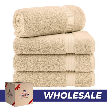 American Soft Linen Bekos 100% Cotton Turkish 4-Piece Bath Towel Sets, Wholesale Luxury Bath Towels