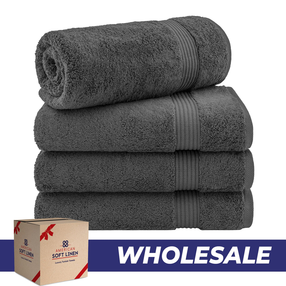 American Soft Linen Bekos 100% Cotton Turkish 4-Piece Bath Towel Sets, Wholesale Luxury Bath Towels