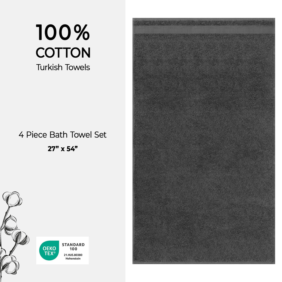 American Soft Linen Bekos 100% Cotton Turkish 4-Piece Bath Towel Sets, Wholesale Luxury Bath Towels