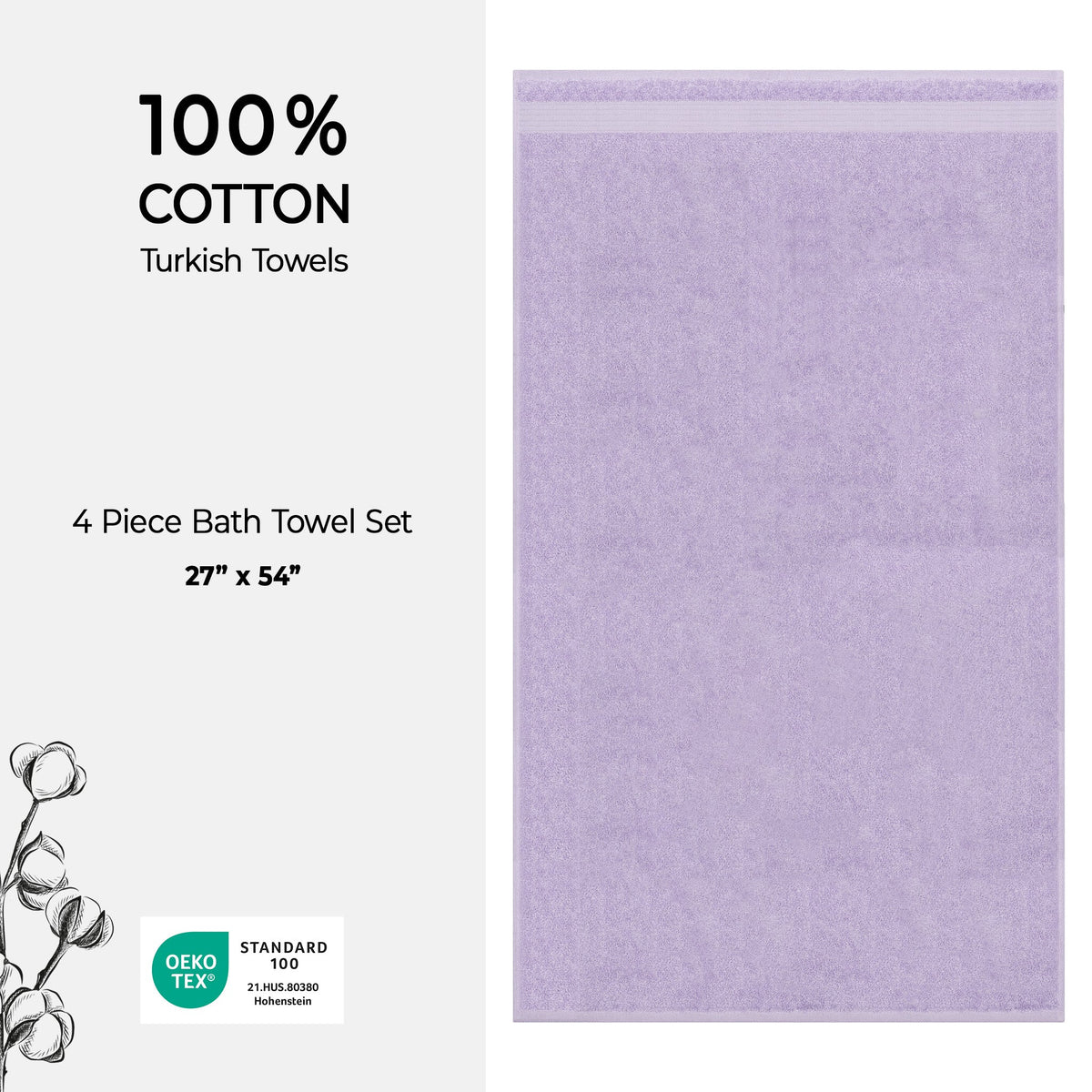 American Soft Linen Bekos 100% Cotton Turkish 4-Piece Bath Towel Sets, Wholesale Luxury Bath Towels