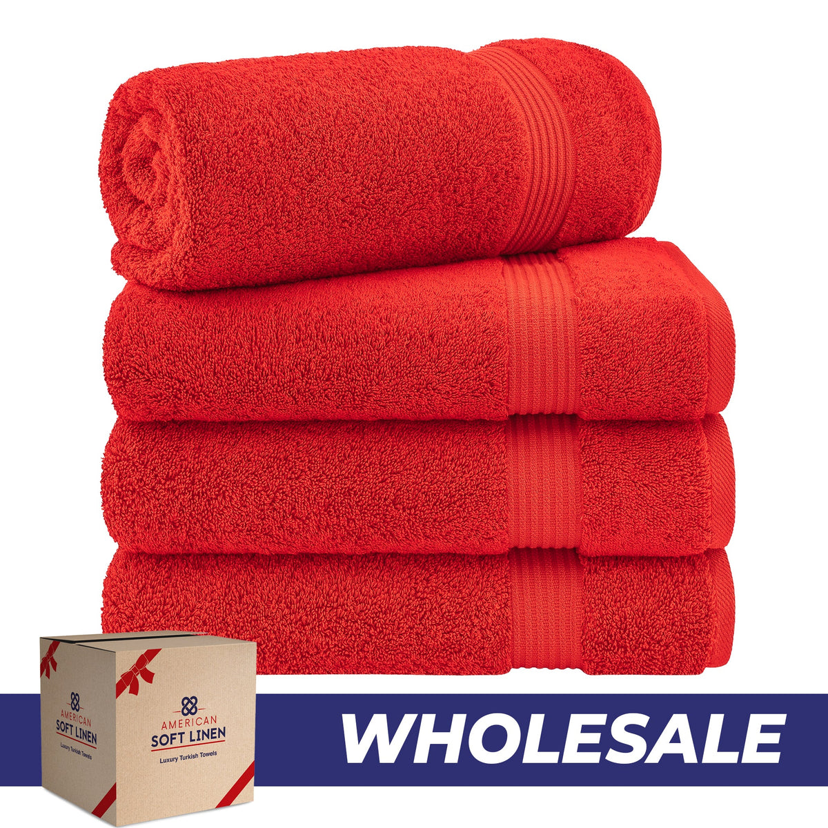 American Soft Linen Bekos 100% Cotton Turkish 4-Piece Bath Towel Sets, Wholesale Luxury Bath Towels