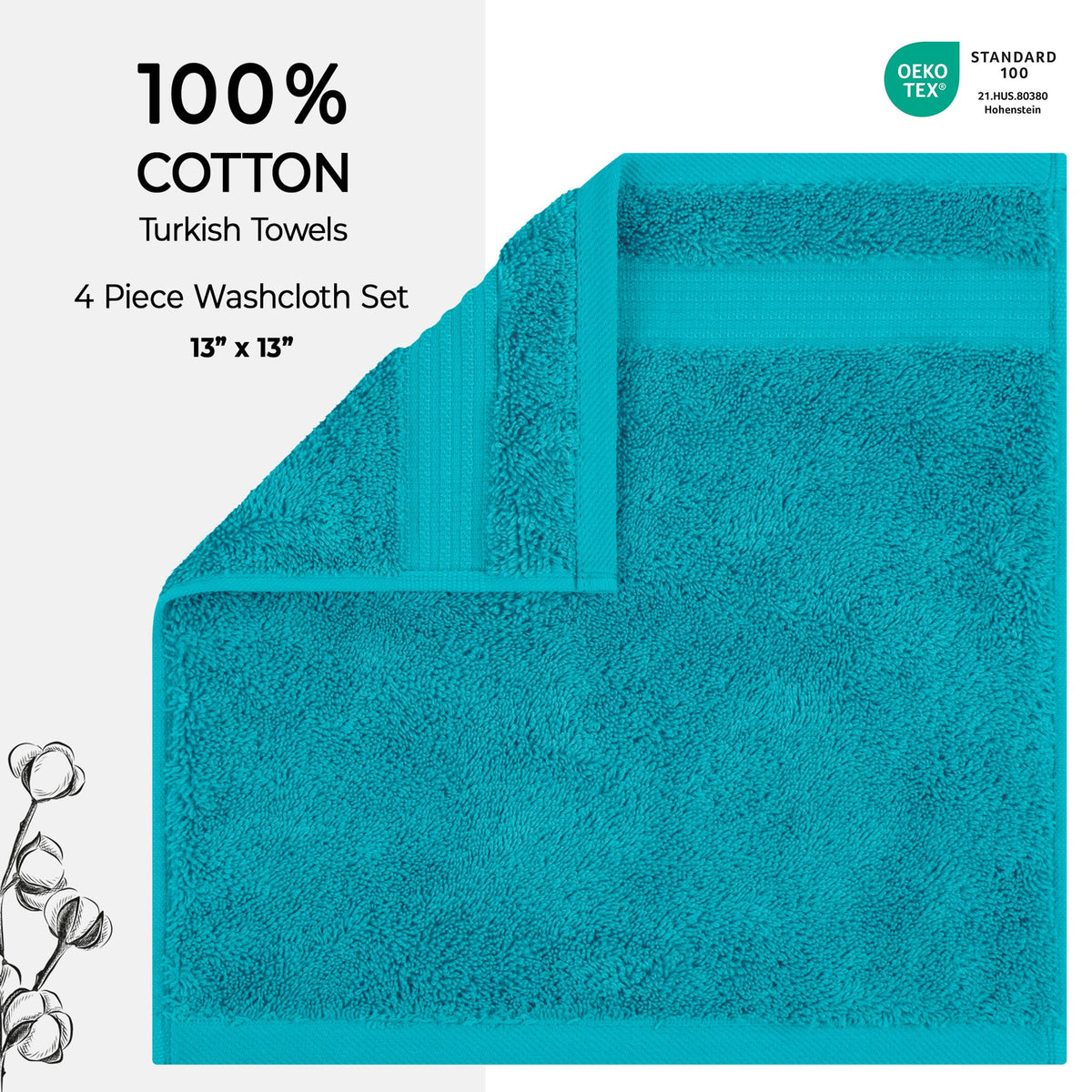 American Soft Linen Bekos 100% Cotton Turkish 4-Piece Washcloth Towel Sets, Wholesale Luxury Towels