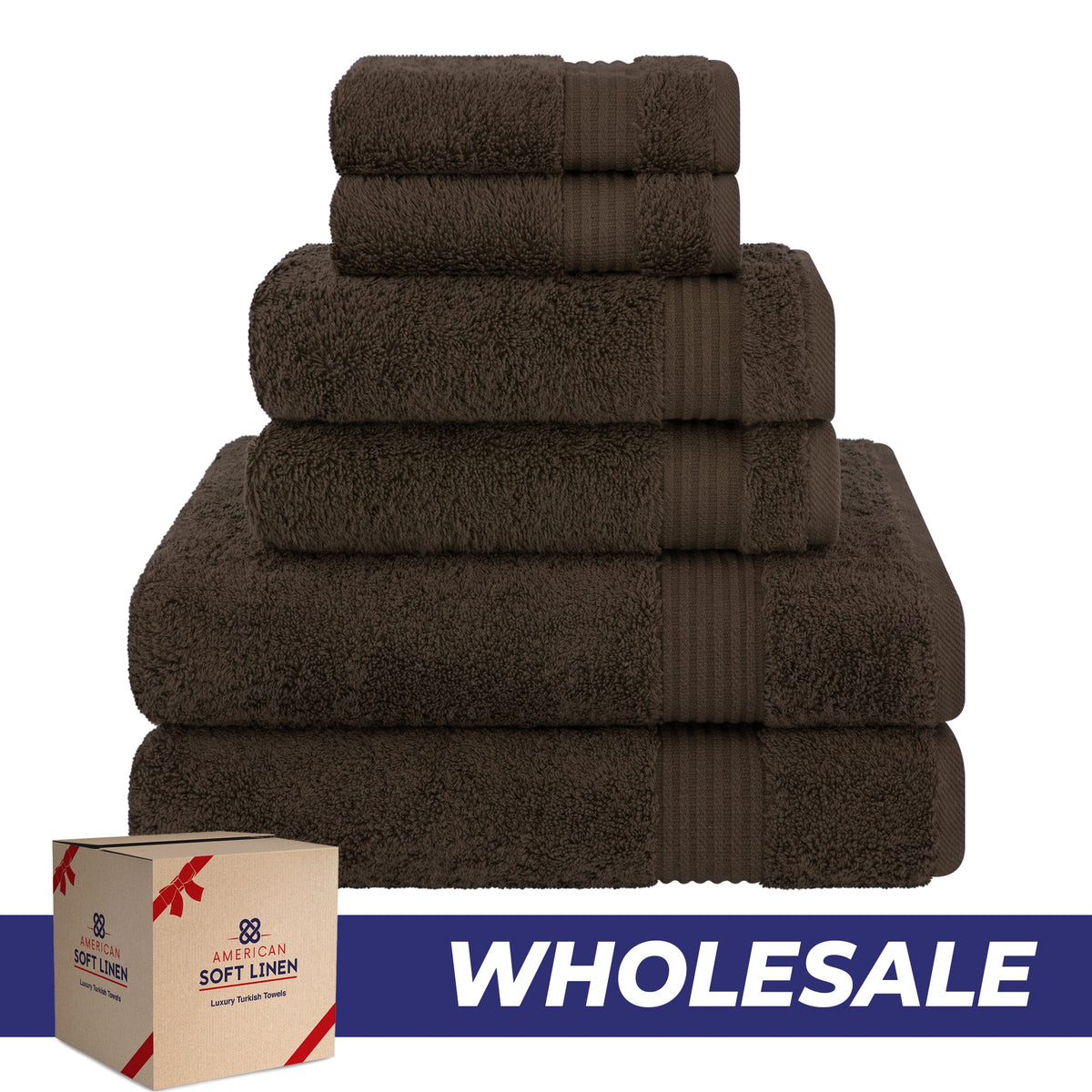 American Soft Linen Bekos 100% Cotton 6-Piece Turkish Bath Towel Sets, Wholesale Luxury Bath Towels