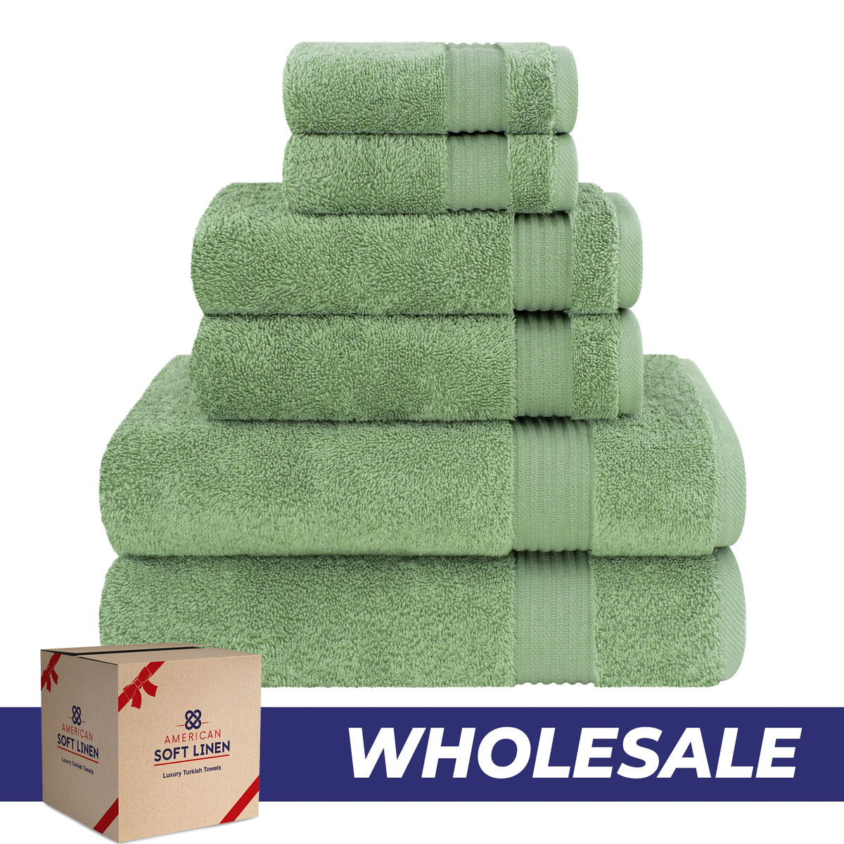 American Soft Linen Bekos 100% Cotton 6-Piece Turkish Bath Towel Sets, Wholesale Luxury Bath Towels