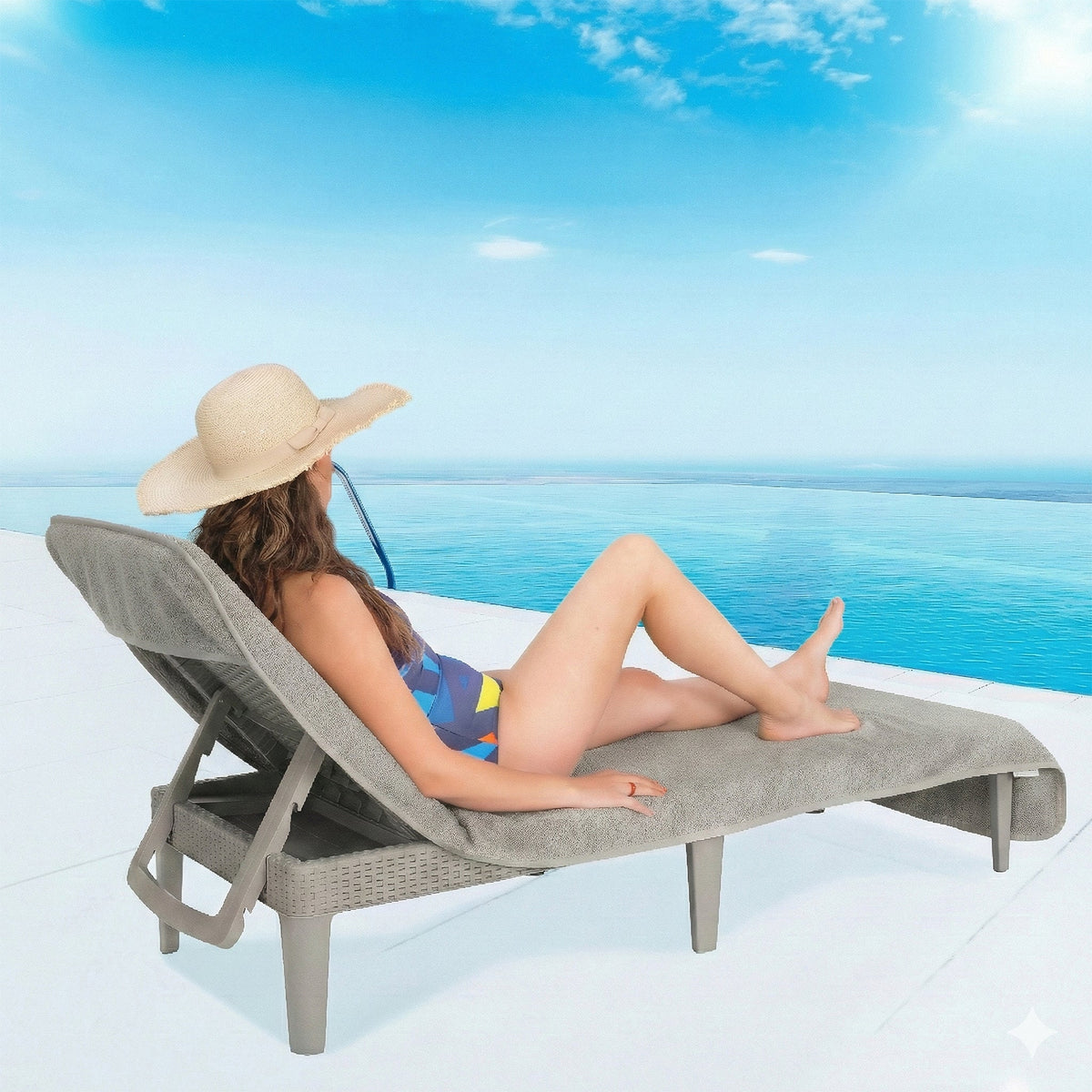 American Soft Linen Chaise Lounge Covers with Pocket, Premium Cotton Pool Chair Lounge Towels, 86x32 Inches-16 Set Case Pack