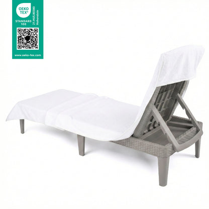 American Soft Linen Chaise Lounge Covers with Pocket, Premium Cotton Pool Chair Lounge Towels, 86x32 Inches-16 Set Case Pack